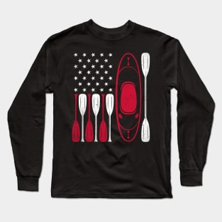 Kayaking US flag Long Sleeve T-Shirt